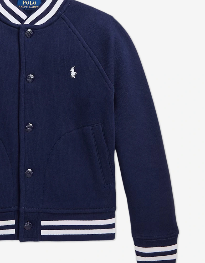 Boys Jersey Bomber Jacket in Navy