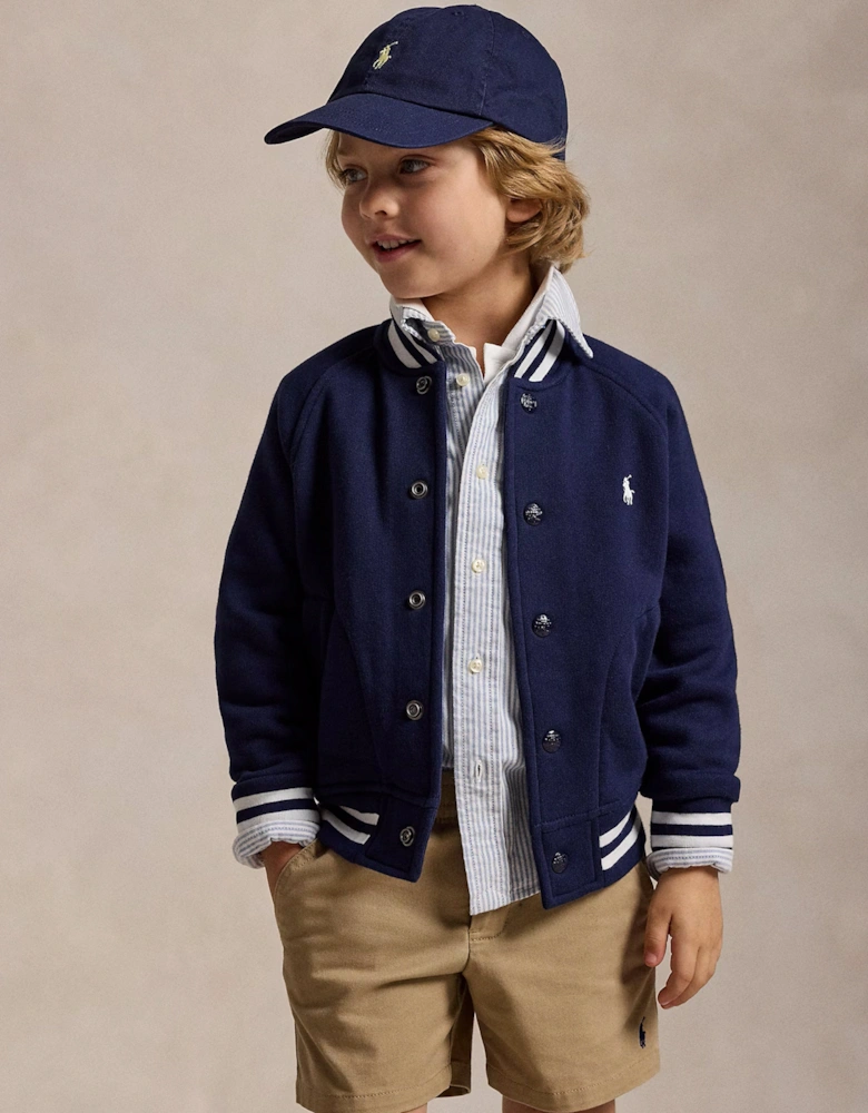 Boys Jersey Bomber Jacket in Navy