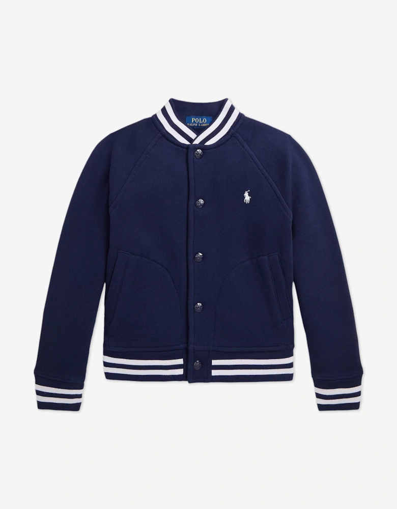 Boys Jersey Bomber Jacket in Navy