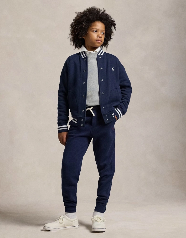 Boys Jersey Bomber Jacket in Navy