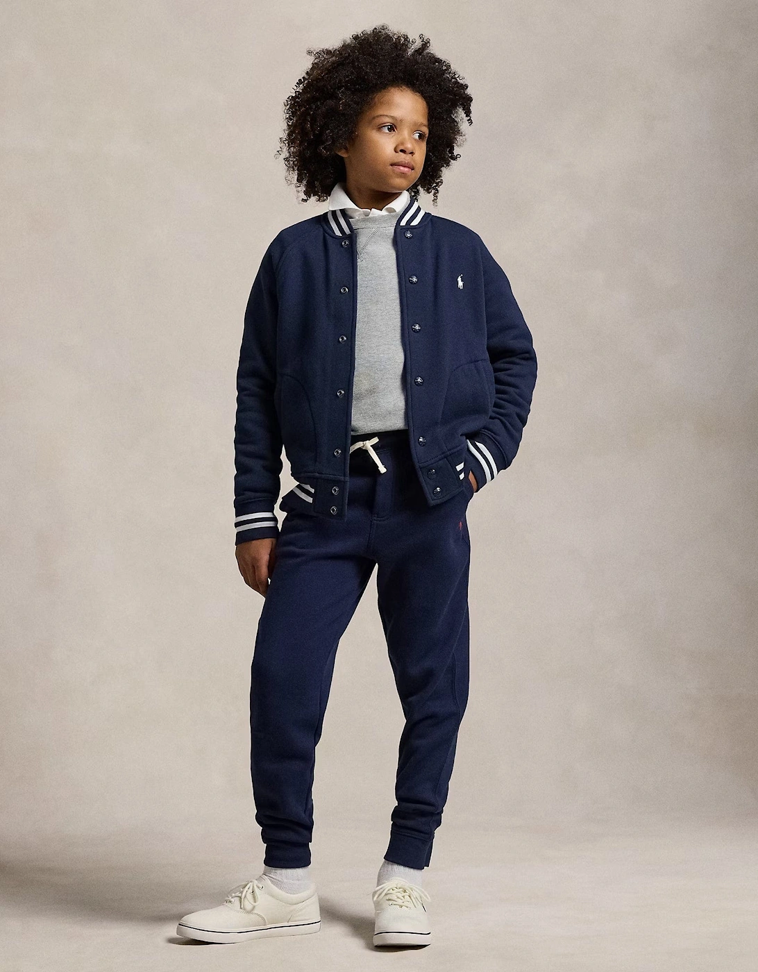 Boys Jersey Bomber Jacket in Navy
