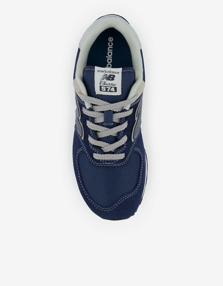Kids 574 Lace Up Logo Trainers in Navy
