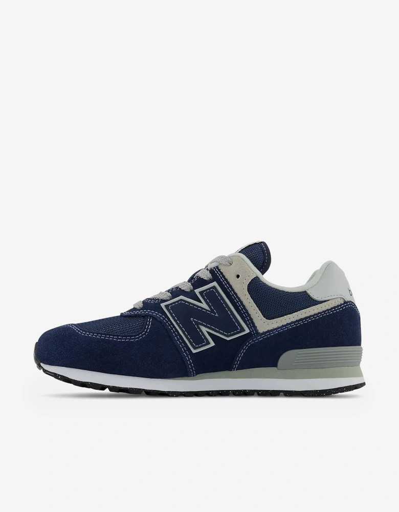 Kids 574 Lace Up Logo Trainers in Navy