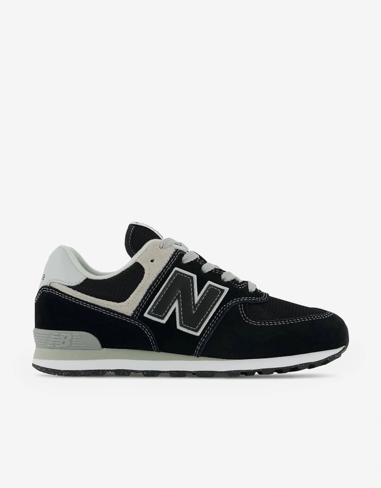 Kids 574 Lace Up Logo Trainers in Black