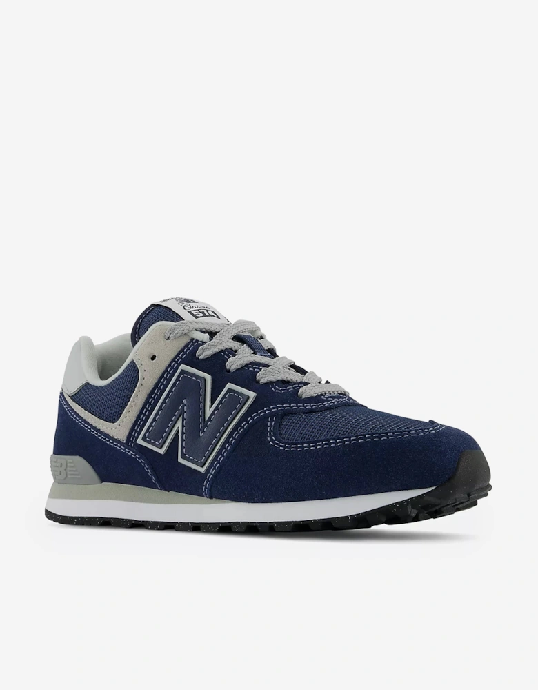 Kids 574 Lace Up Logo Trainers in Navy