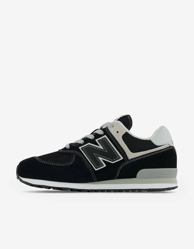 Kids 574 Lace Up Logo Trainers in Black