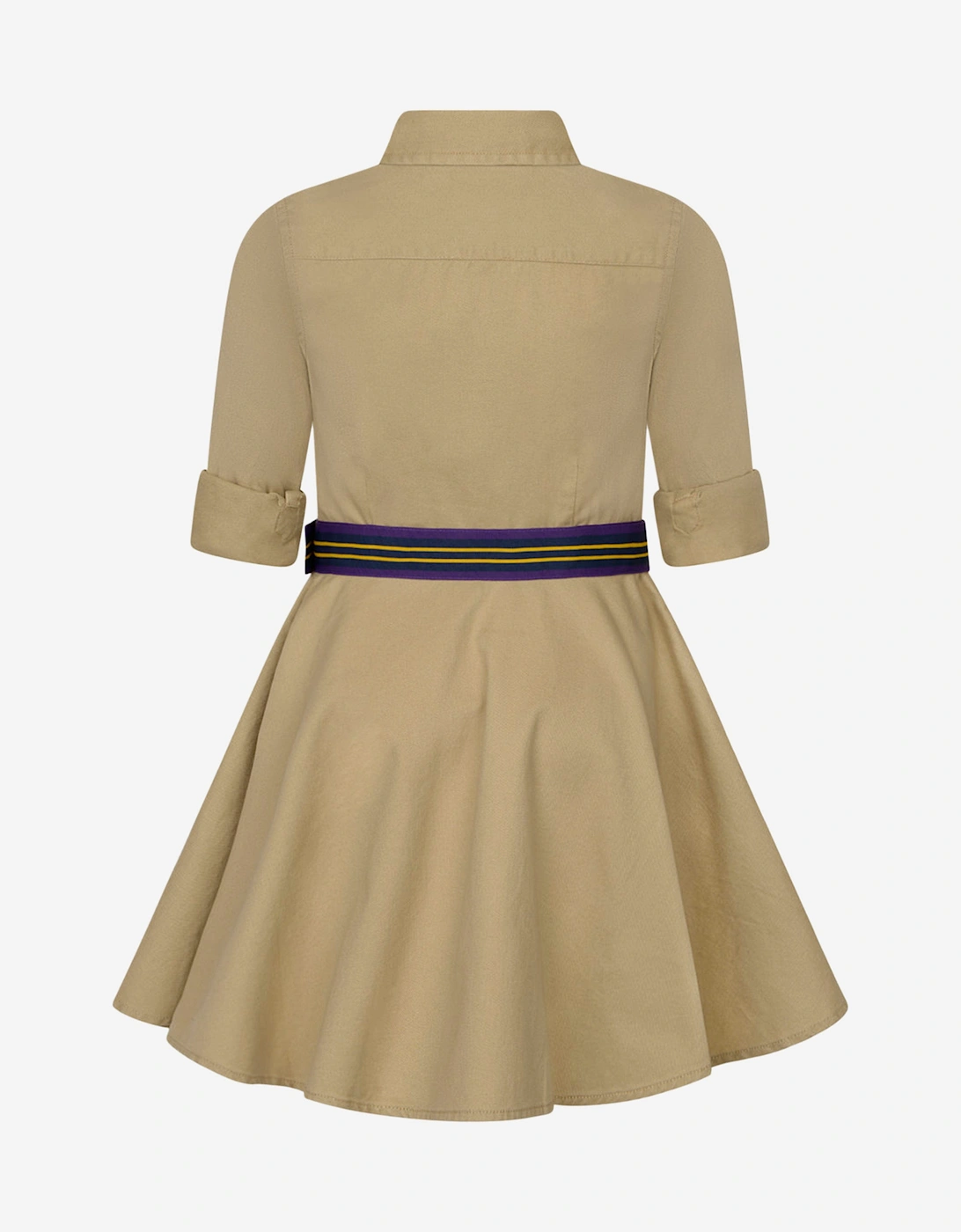 Girls Belted Chino Shirt Dress in Beige