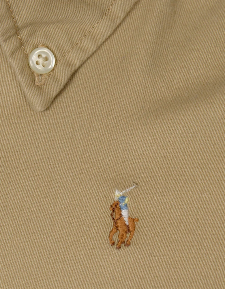 Girls Belted Chino Shirt Dress in Beige