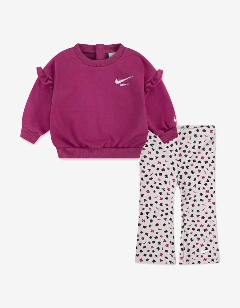 Girls Essentials AOP Trouser Set in Purple