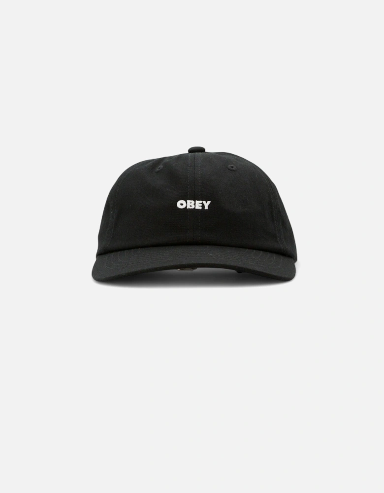 Bold Curve 6 Panel Strapback Cap - Black