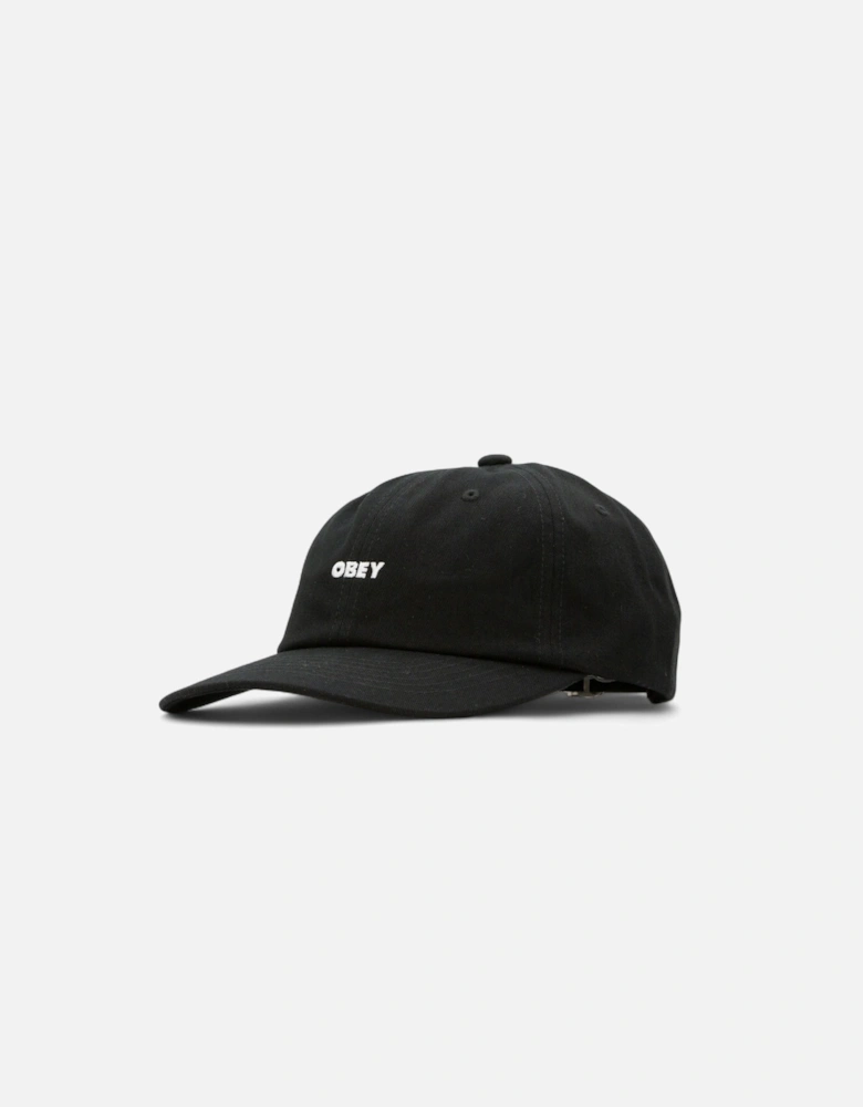 Bold Curve 6 Panel Strapback Cap - Black