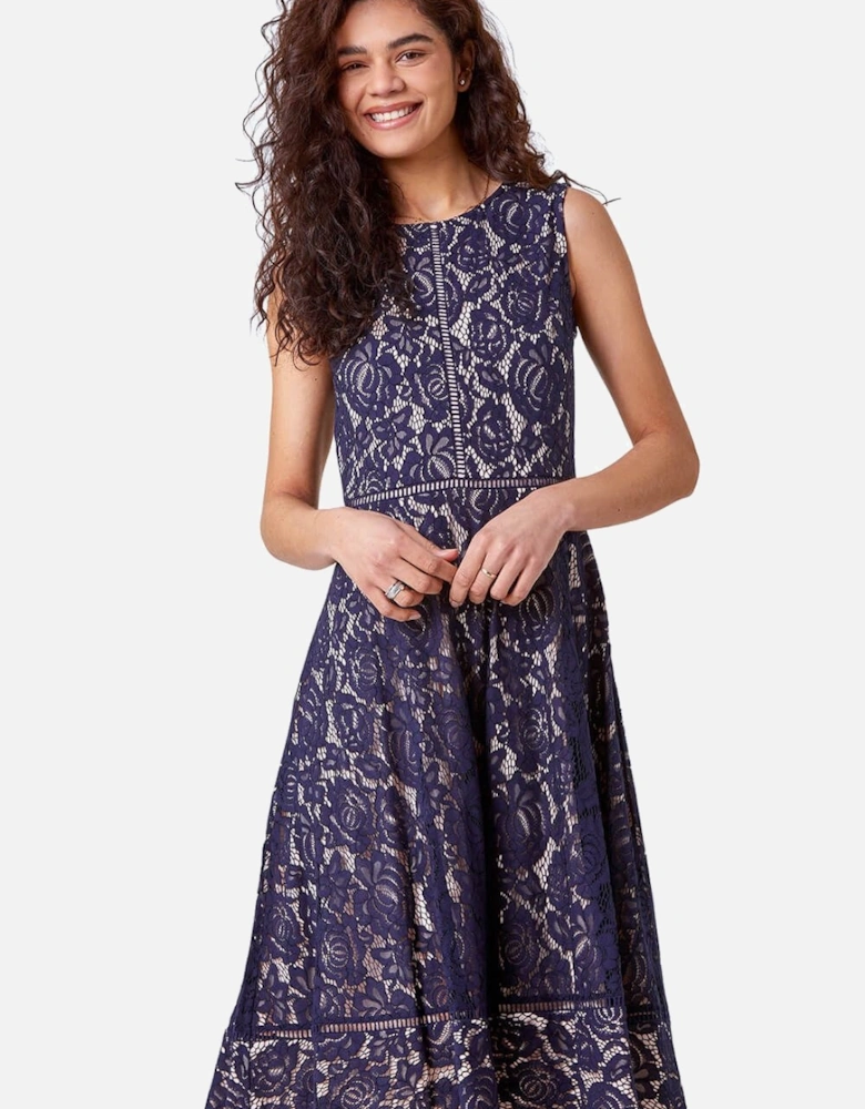 Fit And Flare Lace Midi Skater Dress