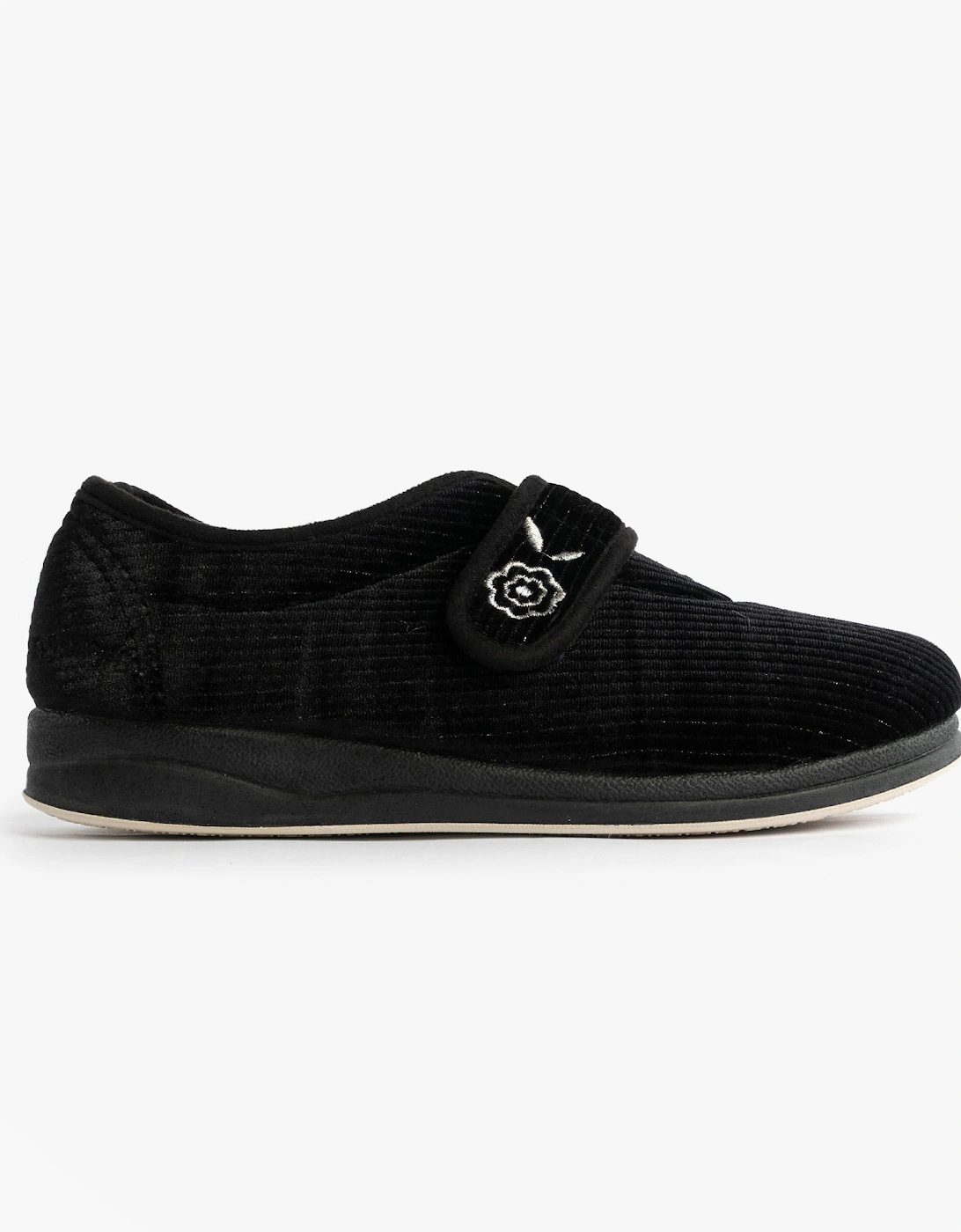 Women's Padders CAMILLA Womens (2E Fit) Touch Fasten Slippers Black - Size: 3