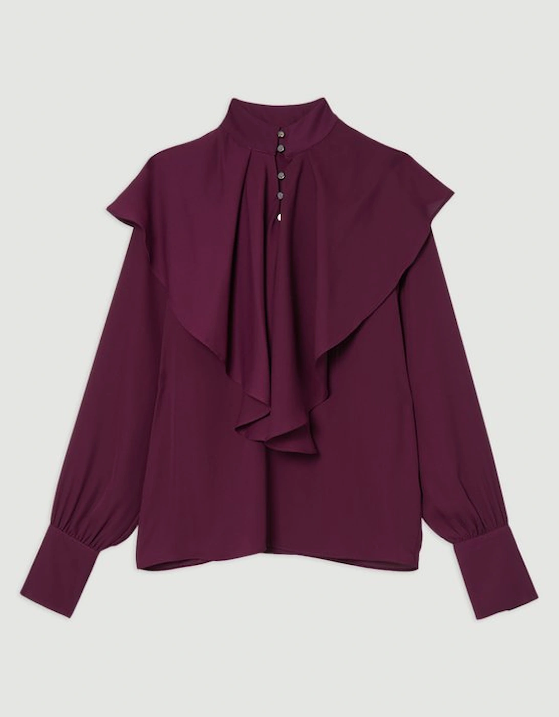 Ruffle High Neck Georgette Woven Blouse