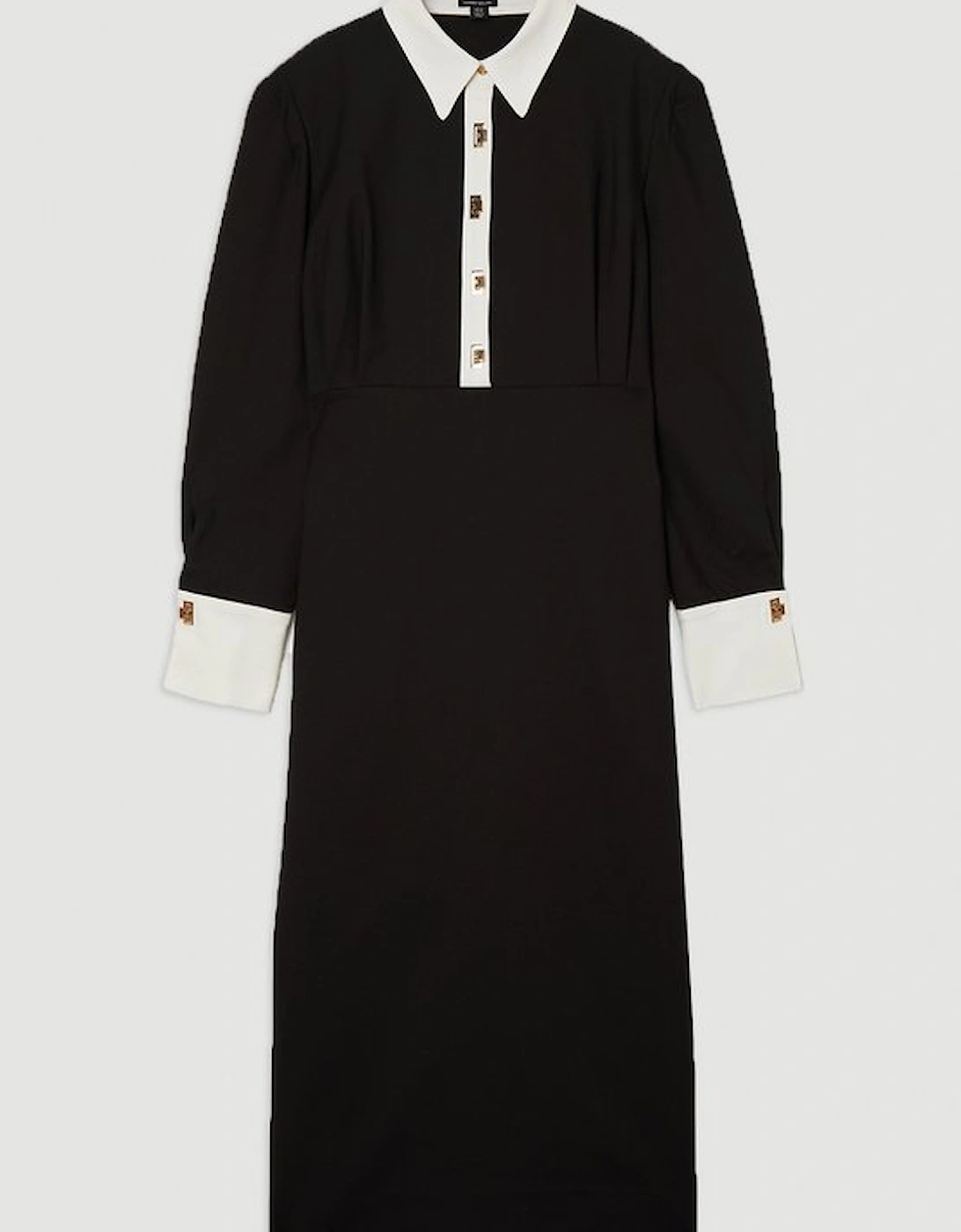 Plus Size Techno Cotton Woven Maxi Dress With Contrast Placket