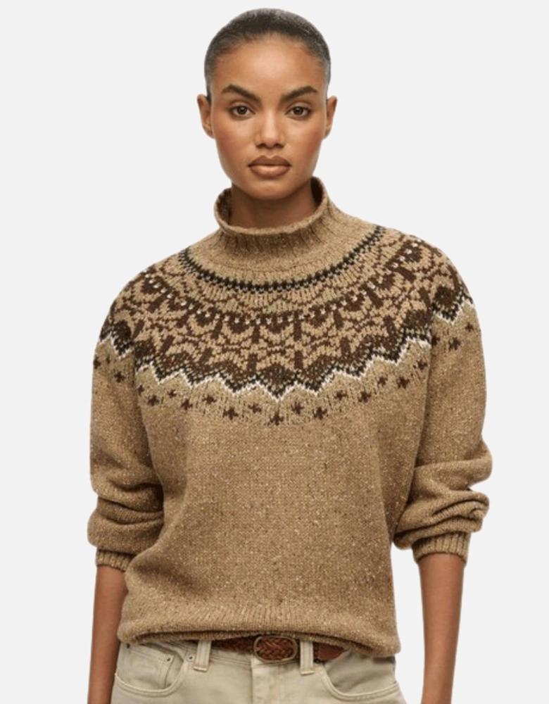 Womens Fairisle High Neck Knitwear Jumper