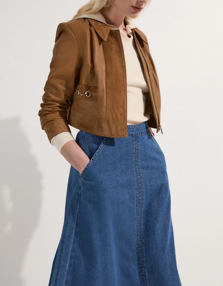 Denim Full Midi Skirt