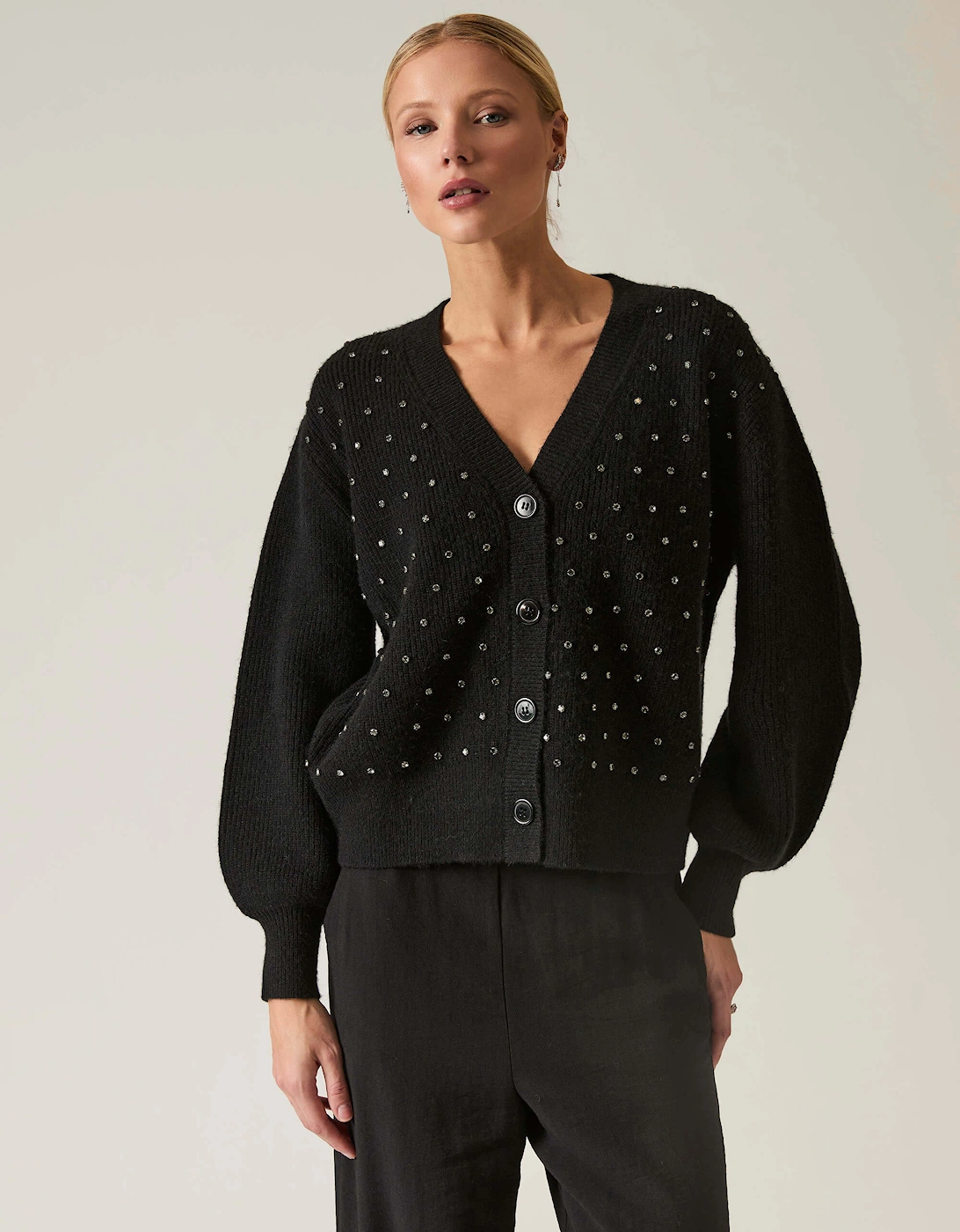 James Lakeland Women's Black Stud Cardi - Size: 12