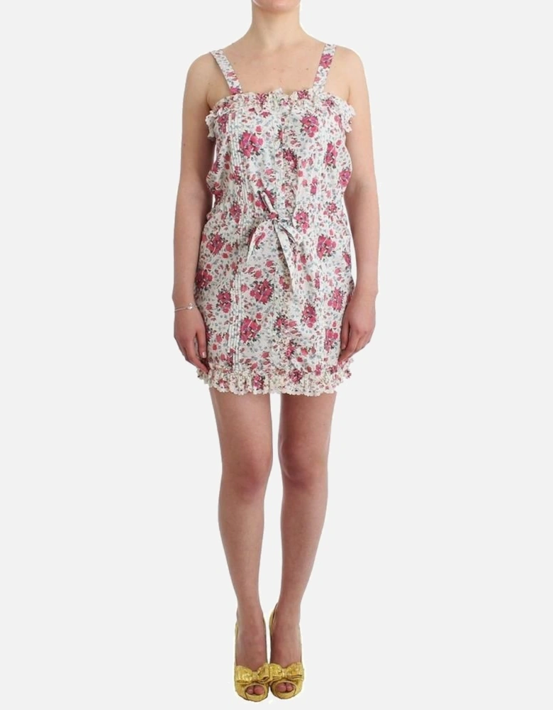 Floral Mini Dress Sleeveless Square Neck
