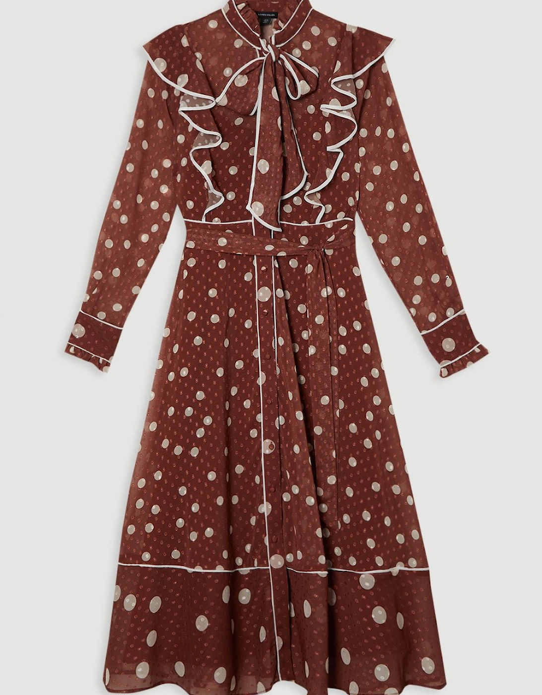 Mixed Dot Piped Ruffle Georgette Midi Dress, 2 of 1