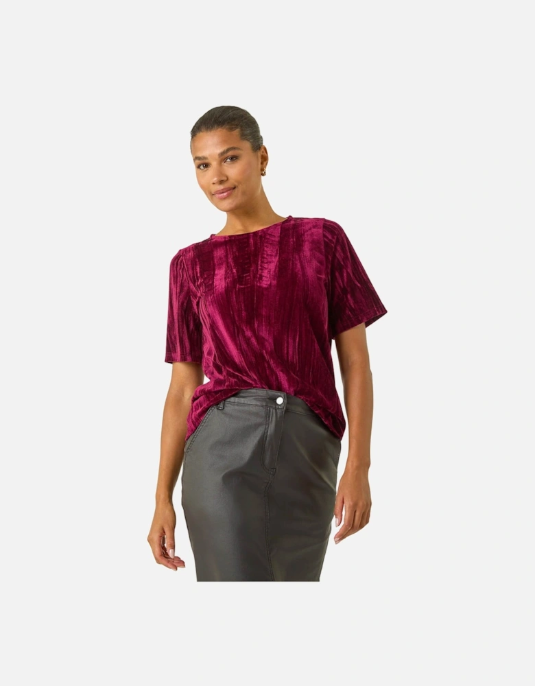 Pleated Velvet Stretch Top