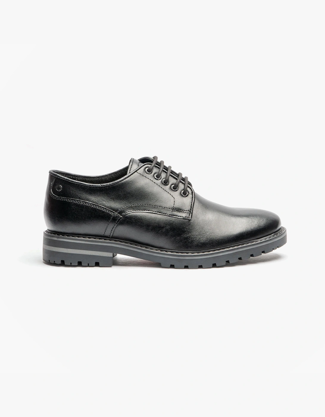 Base Base Men's HALSEY WAXY Mens Formal Lace Up Shoes Black