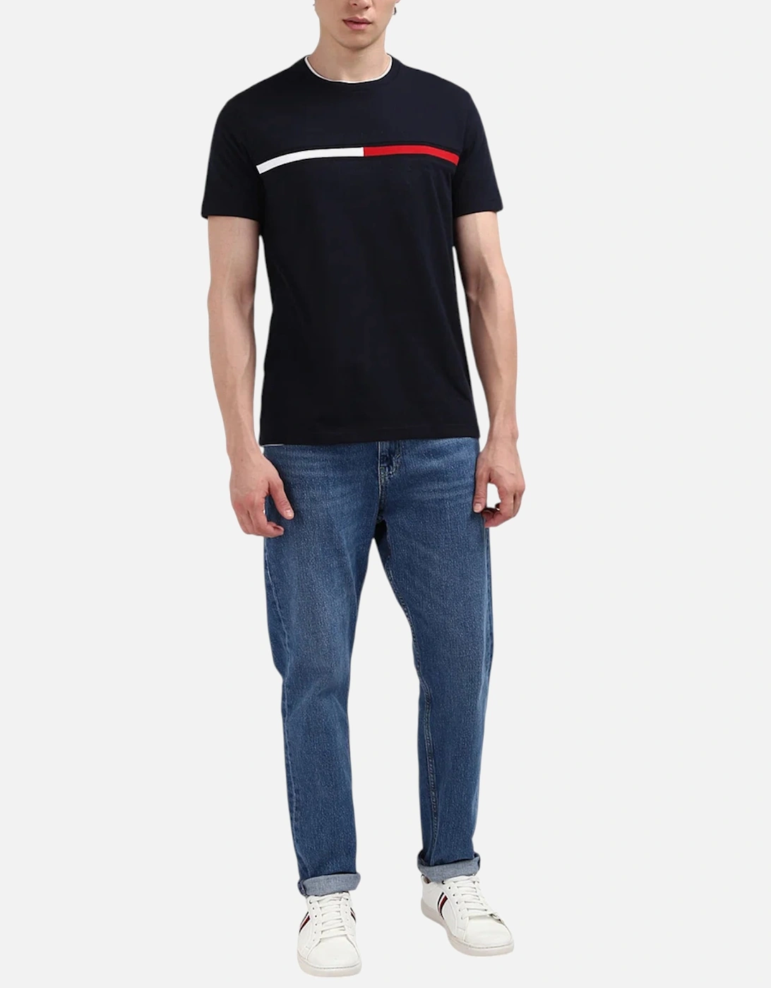 Mens T Shirts Crew Neck Signature Stripe Summer Cotton Tino Tee