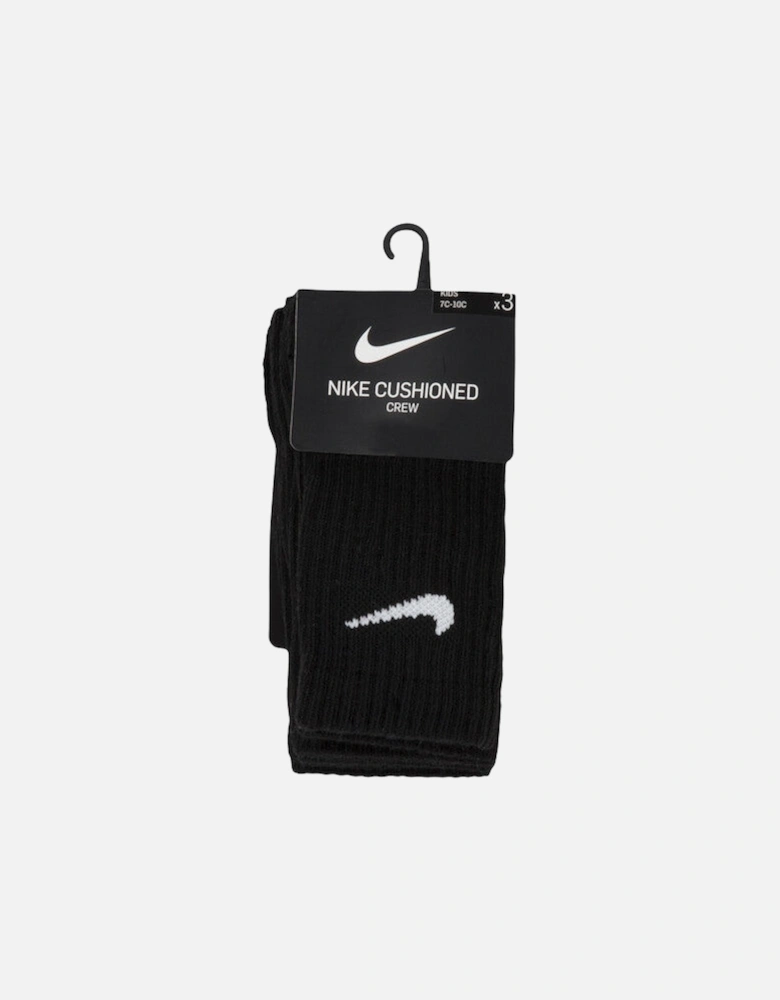 3PK BLACK CREW SOCKS RN0027