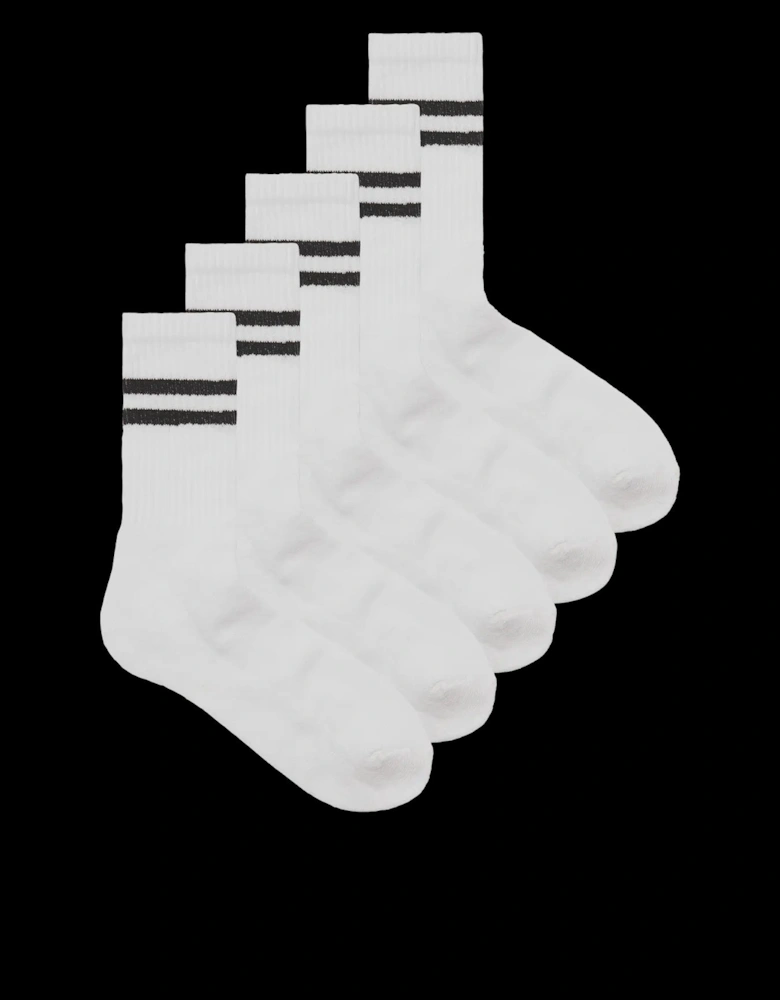 Regan Stripe Tennis Socks 5 Pack - Black