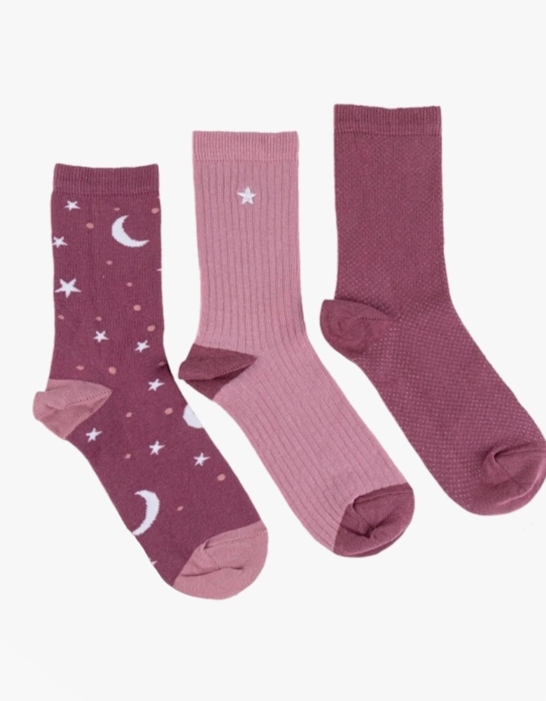 Toasties ANKLE Womens Cotton Blend 3 Pack Socks Star Multi: