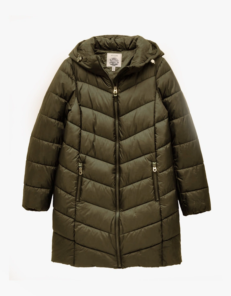 Moorsdale Womens Mid Length Showerproof Padded Coat with Hood Khaki