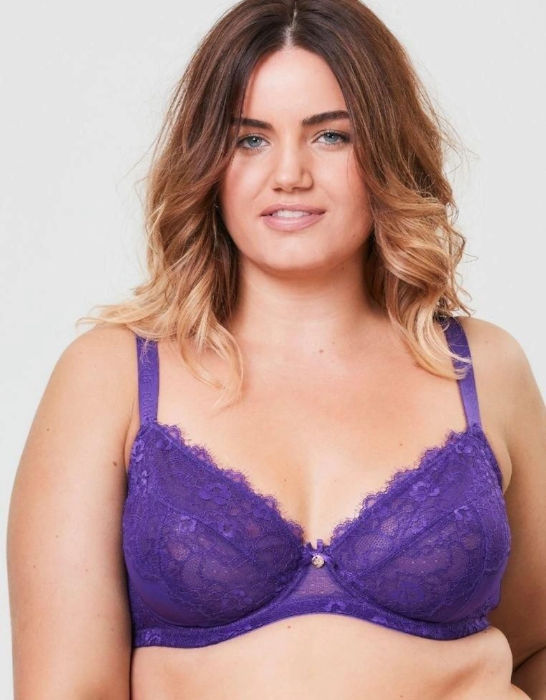 Lace & Logo Underwired Non Padded Bra