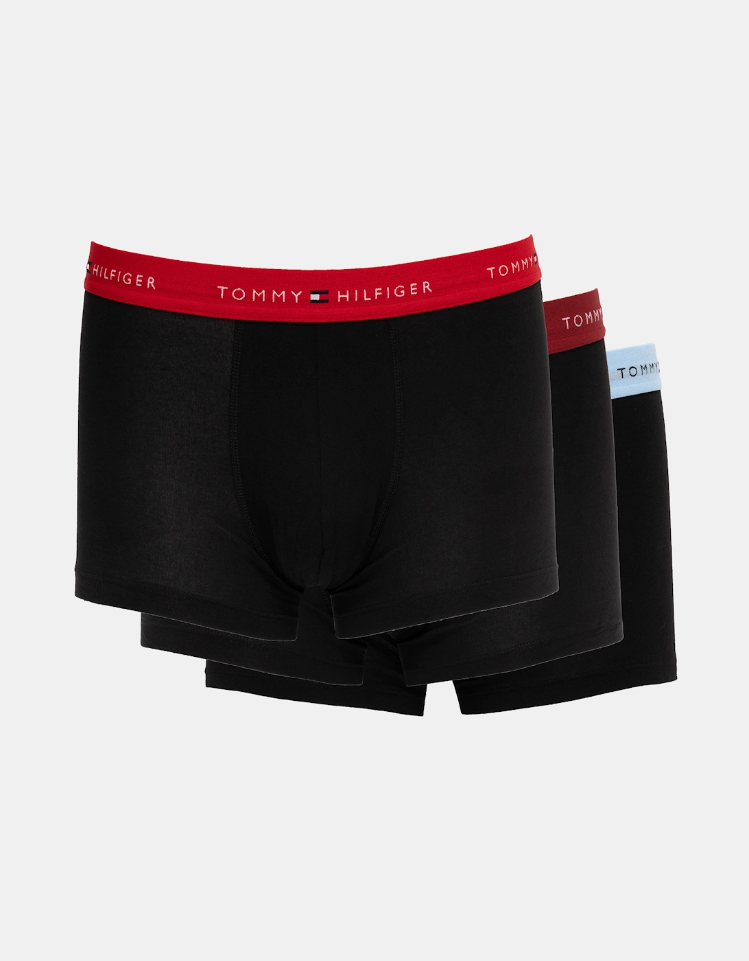 3 Pack Mens Colour Waistband Trunks - B-Primary Red/Red/Blue, 2 of 1