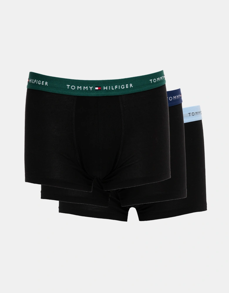 3 Pack Mens Colour Waistband Trunks - B-Green/Navy/Blue