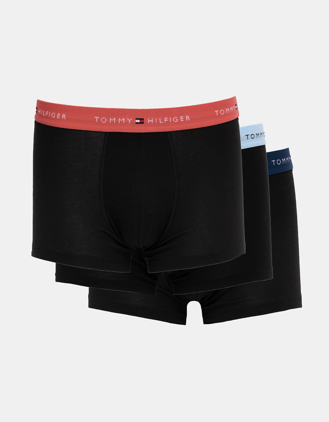 3 Pack Mens Colour Waistband Trunks - B-Orange/Blue/Navy, 2 of 1