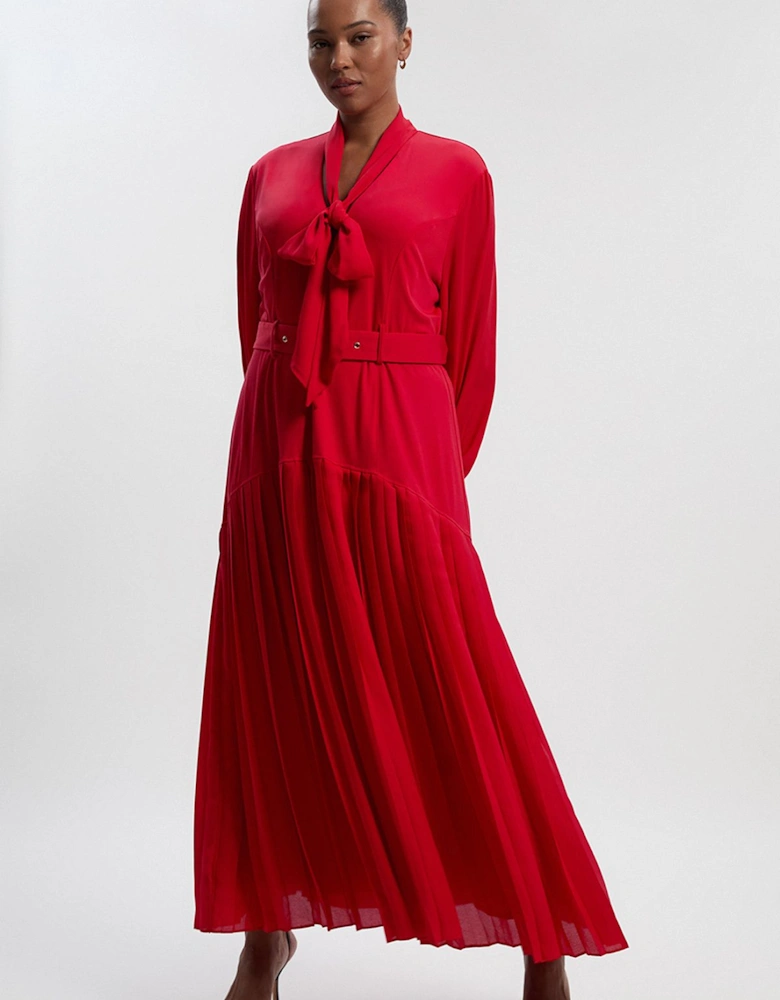 Plus Size Jersey Ponte Georgette Mix Midi Dress