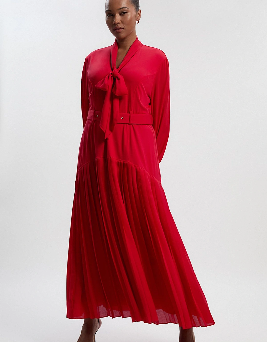 Plus Size Jersey Ponte Georgette Mix Midi Dress, 2 of 1