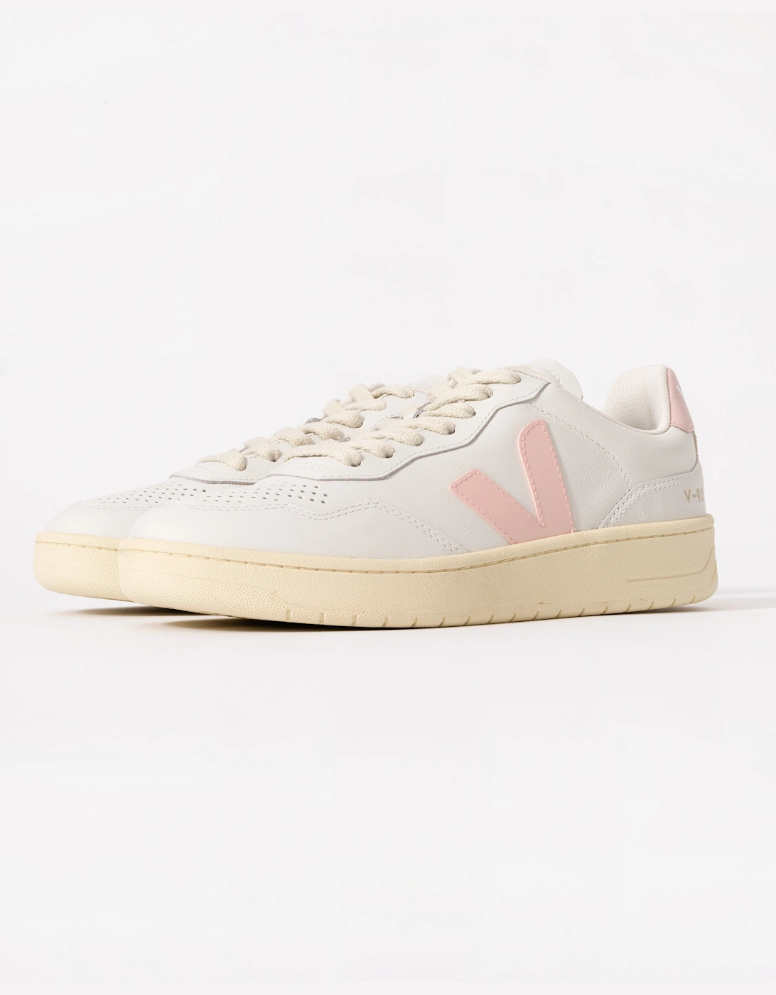 Women's Veja V-90 Ot Leather Womens Trainers - White/Petale - Size, 5