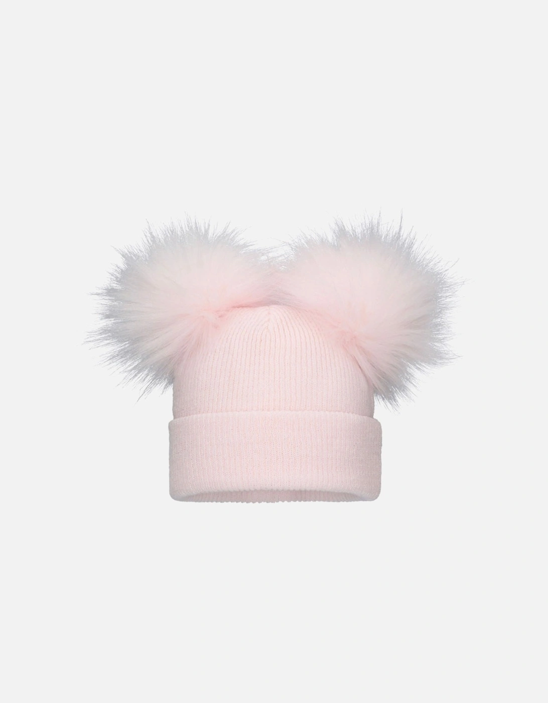 Girls Pink Double Pom Hat, 2 of 1