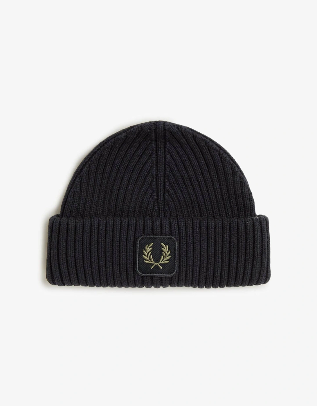 Fred Perry Men's Black Cotton Ribbed Beanie - 102 - Size: One Size