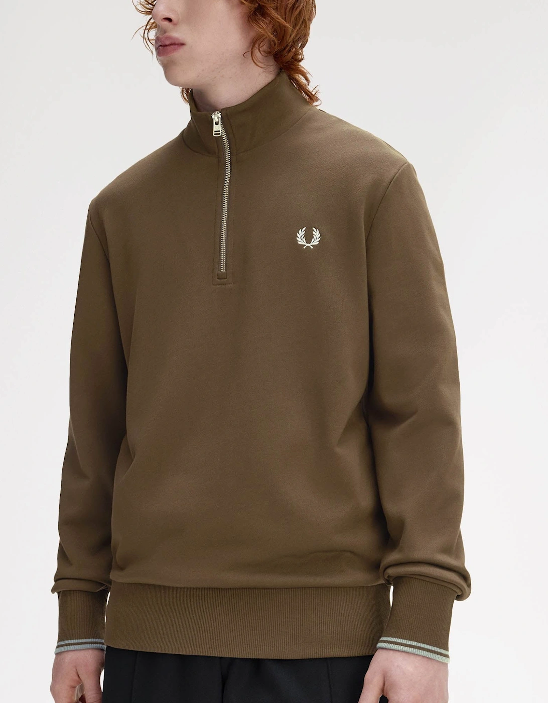 Mens Half Zip Sweatshirt - Burnt Tobacco/Stockport Blue 49A