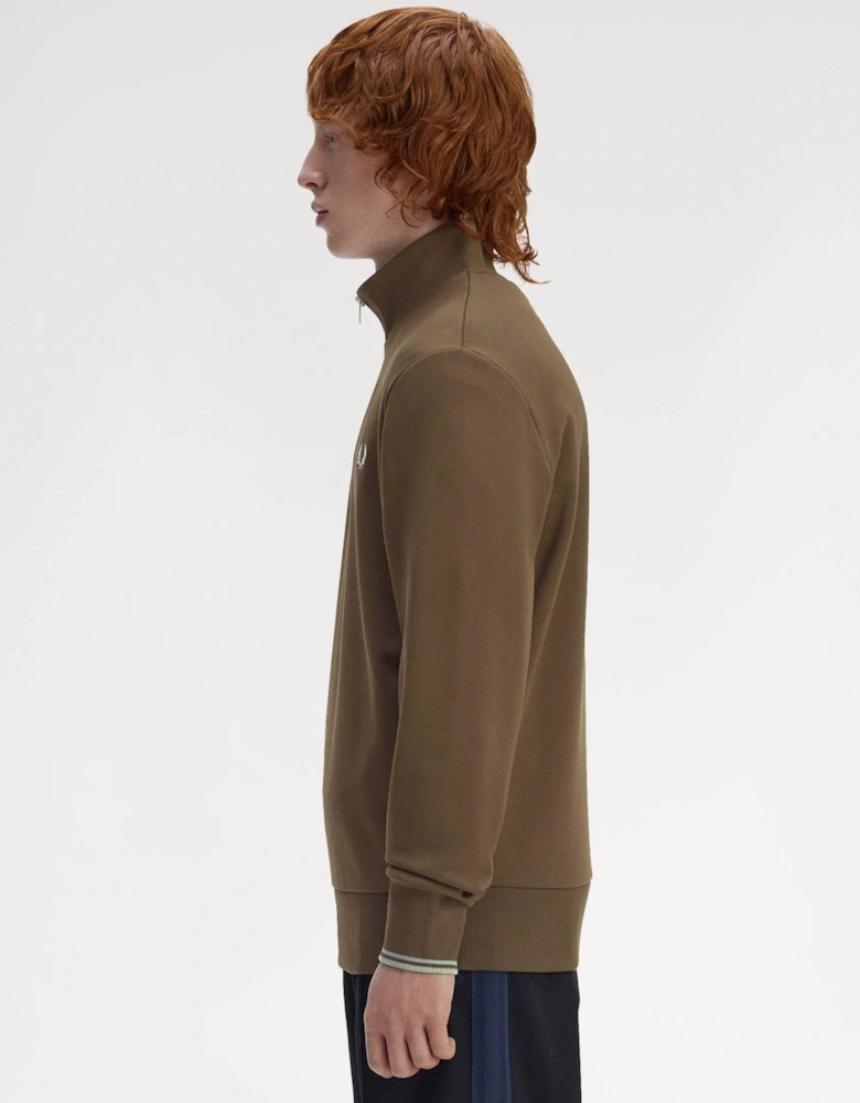 Mens Half Zip Sweatshirt - Burnt Tobacco/Stockport Blue 49A