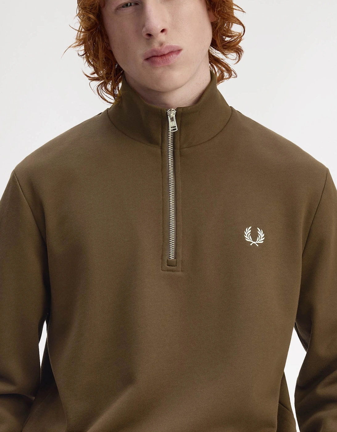 Mens Half Zip Sweatshirt - Burnt Tobacco/Stockport Blue 49A