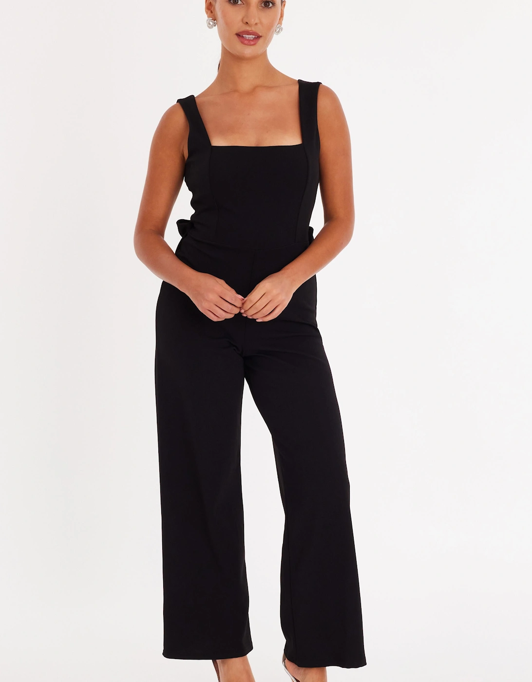Black Petite Bow Back Jumpsuit, 2 of 1