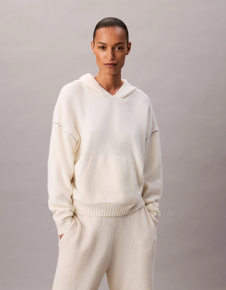 PLUSH HOODIE. Womens Ivory