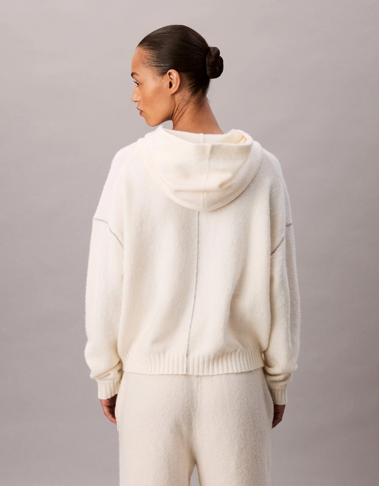 PLUSH HOODIE. Womens Ivory