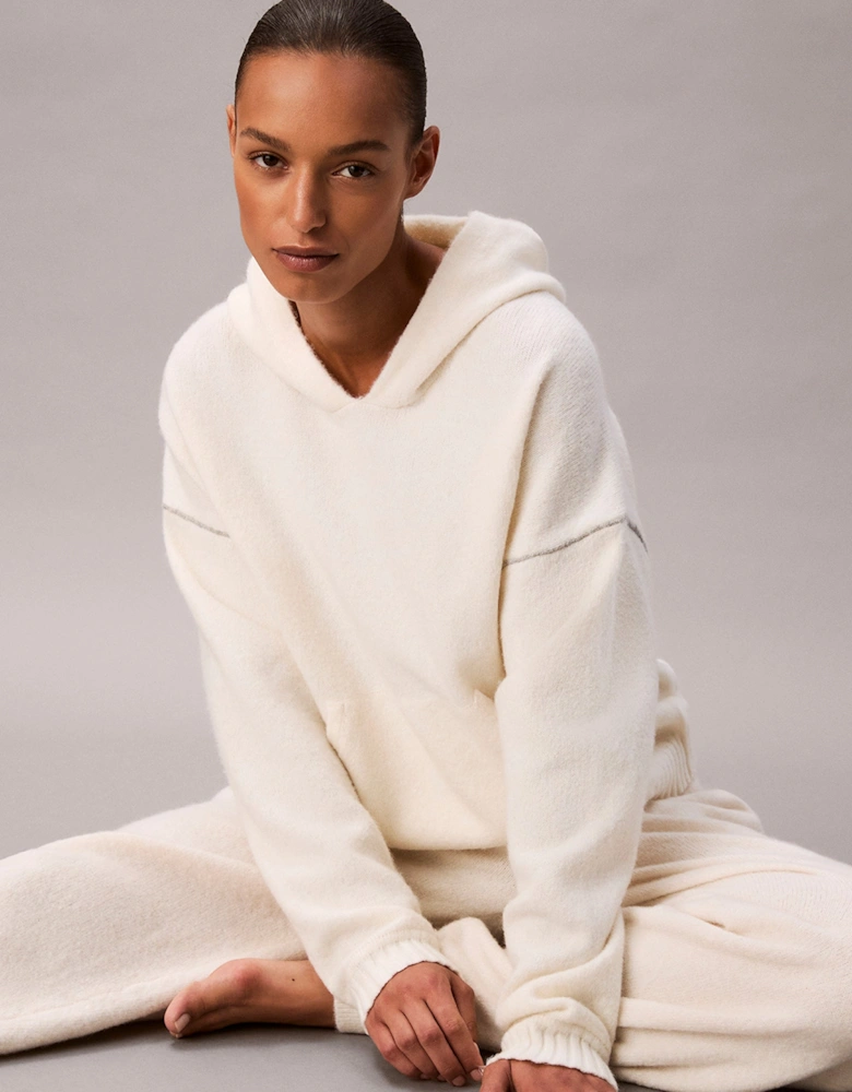 PLUSH HOODIE. Womens Ivory