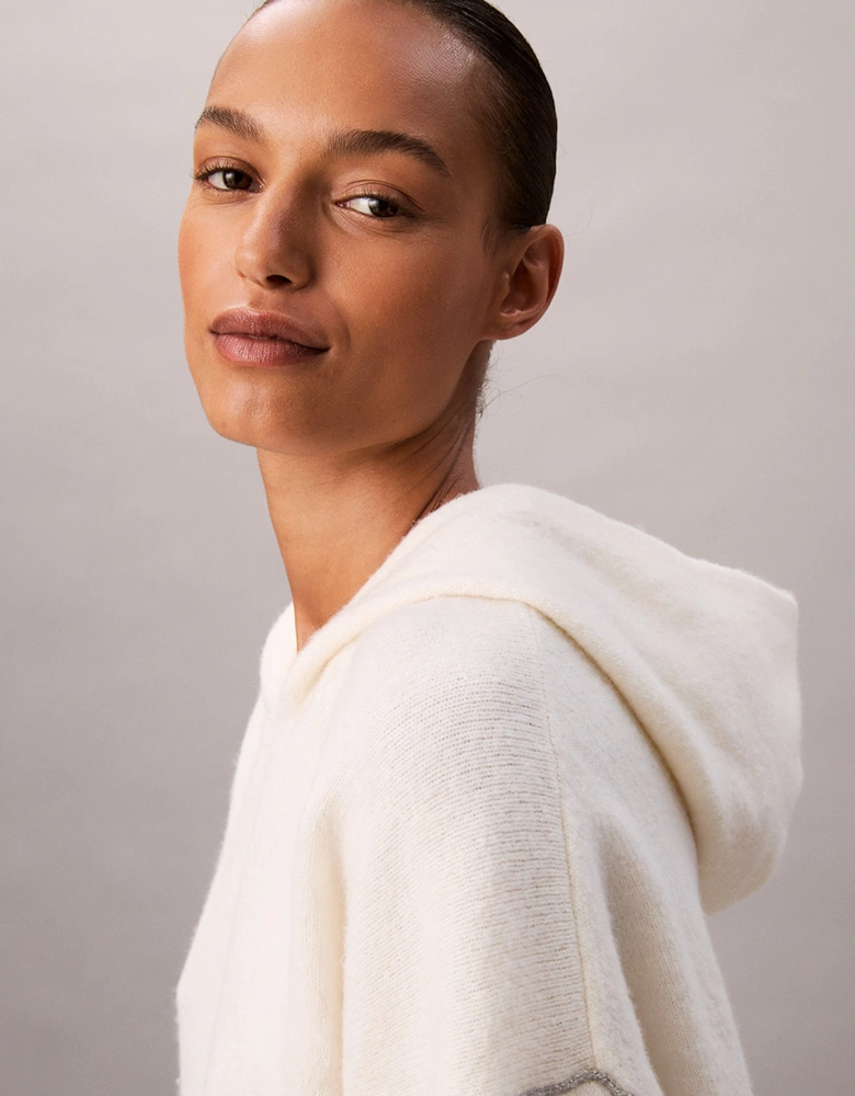 PLUSH HOODIE. Womens Ivory