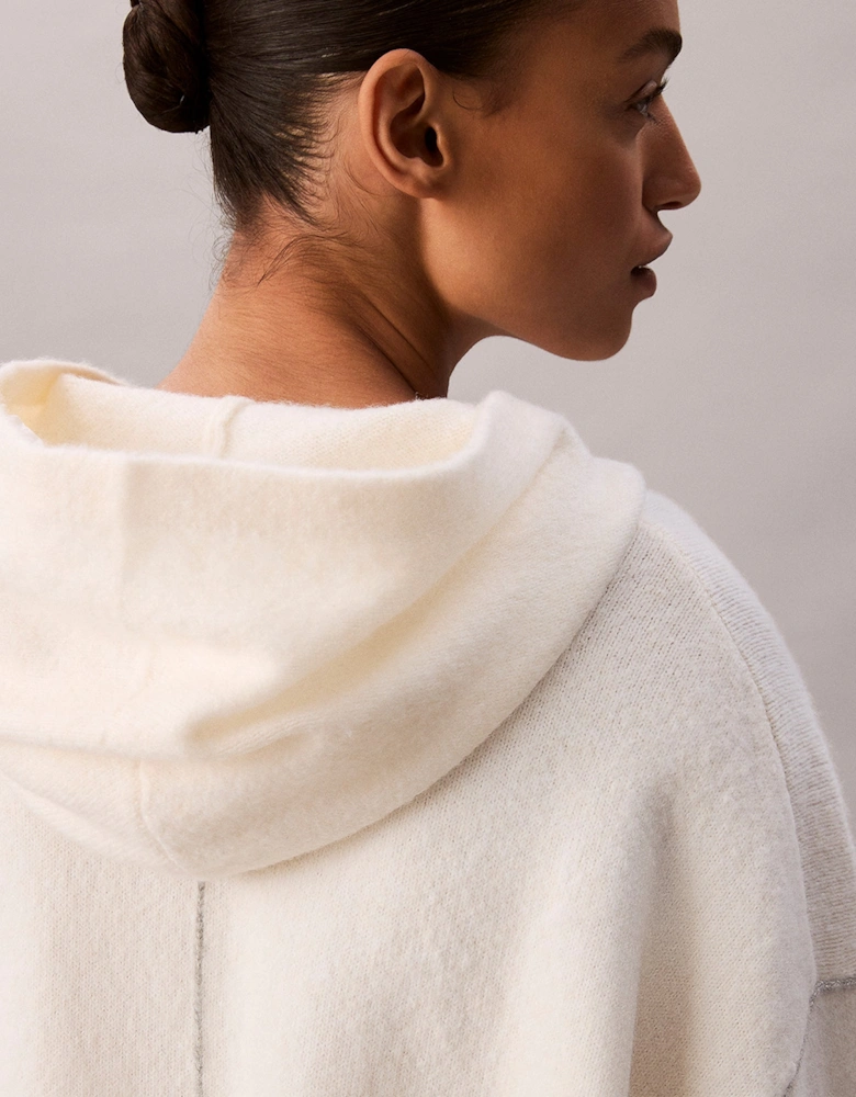 PLUSH HOODIE. Womens Ivory
