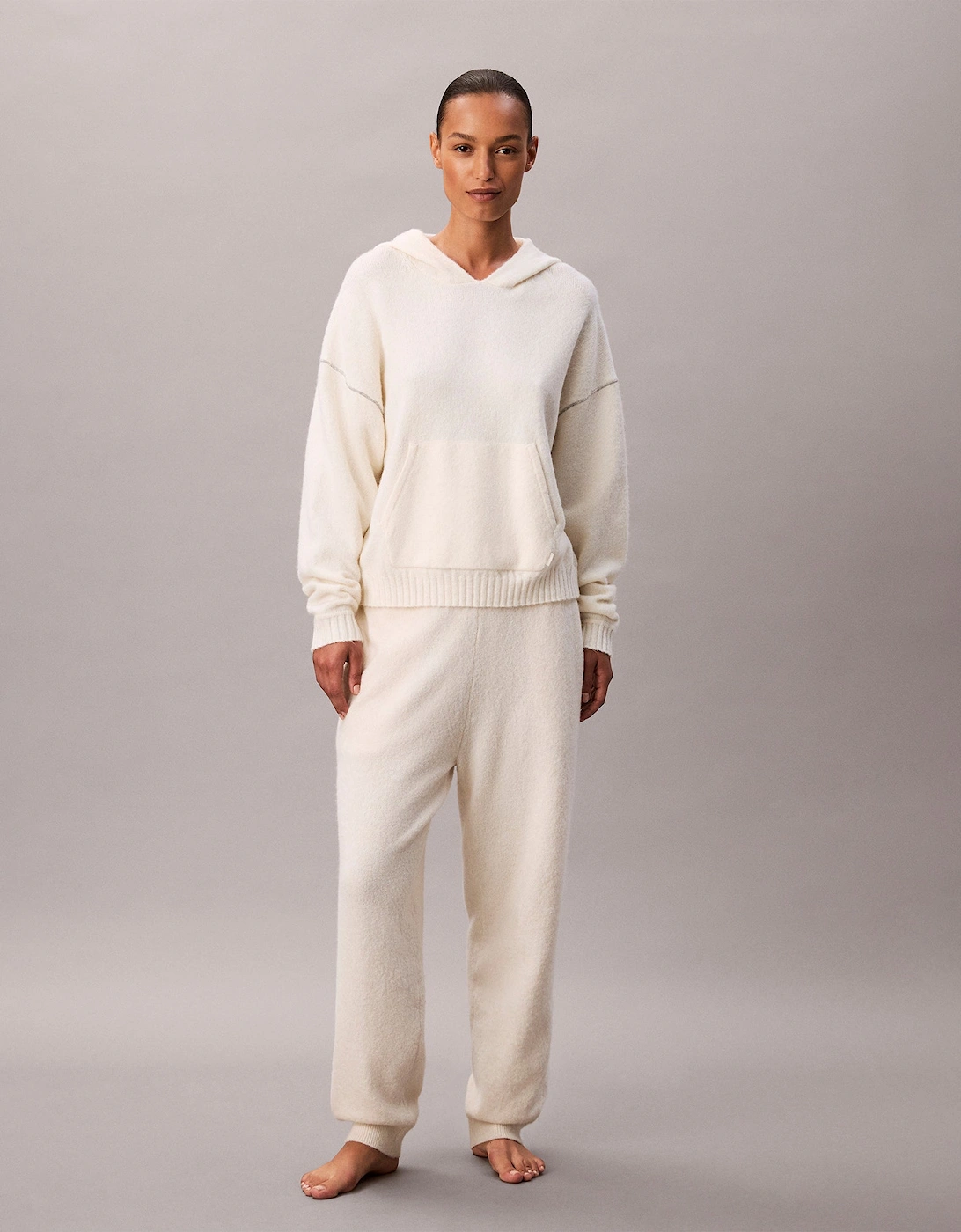 PLUSH HOODIE. Womens Ivory